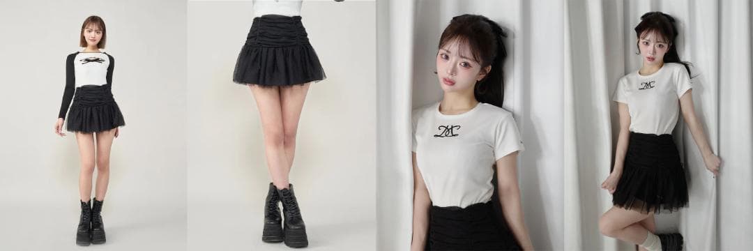 ダーリッチ darich ドットチュールリボンミニスカート ブラック BLK S