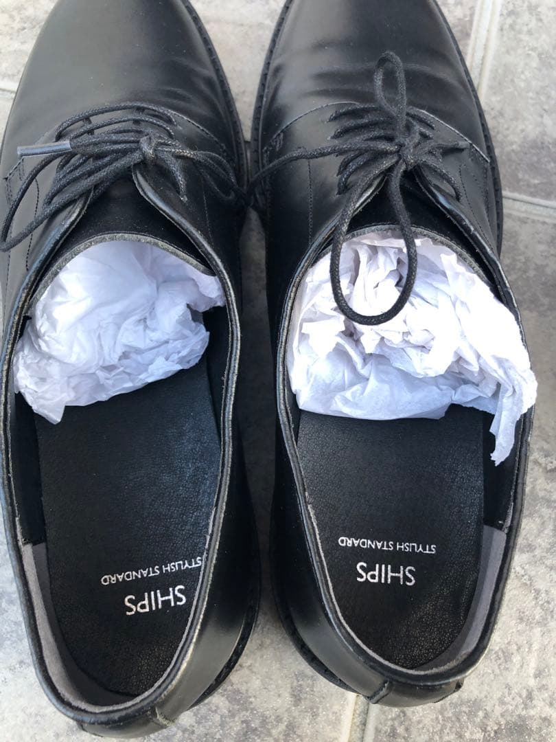 新品 SHIPS ブラック レザー シューズ 27.5
