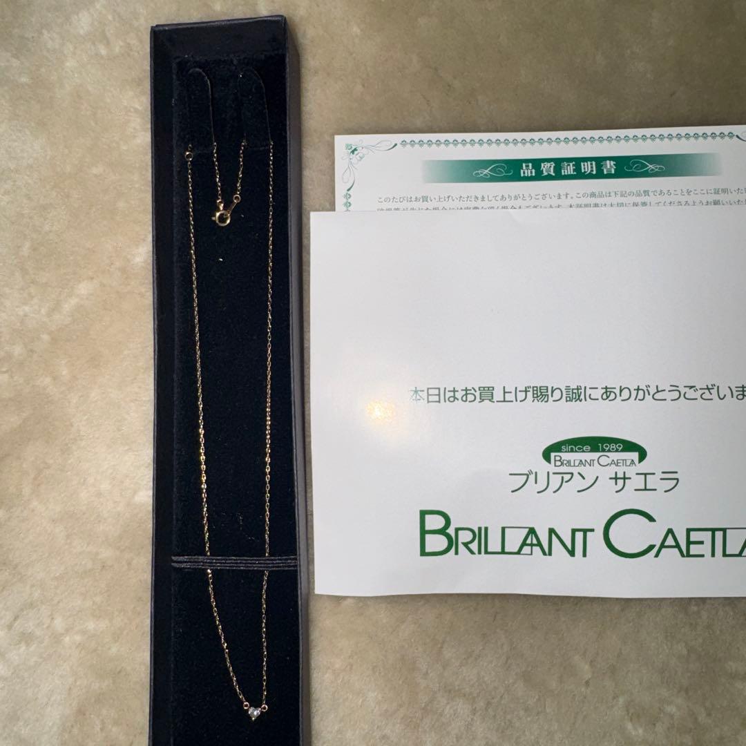 K10 ダイヤネックレス0.10CT ブリアンサエラ　ネックレス　証明書付き