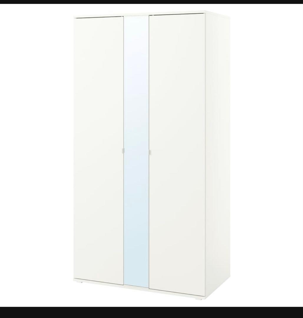 VIHALS 2枚扉ワードローブ ホワイト（105×57×200cm）