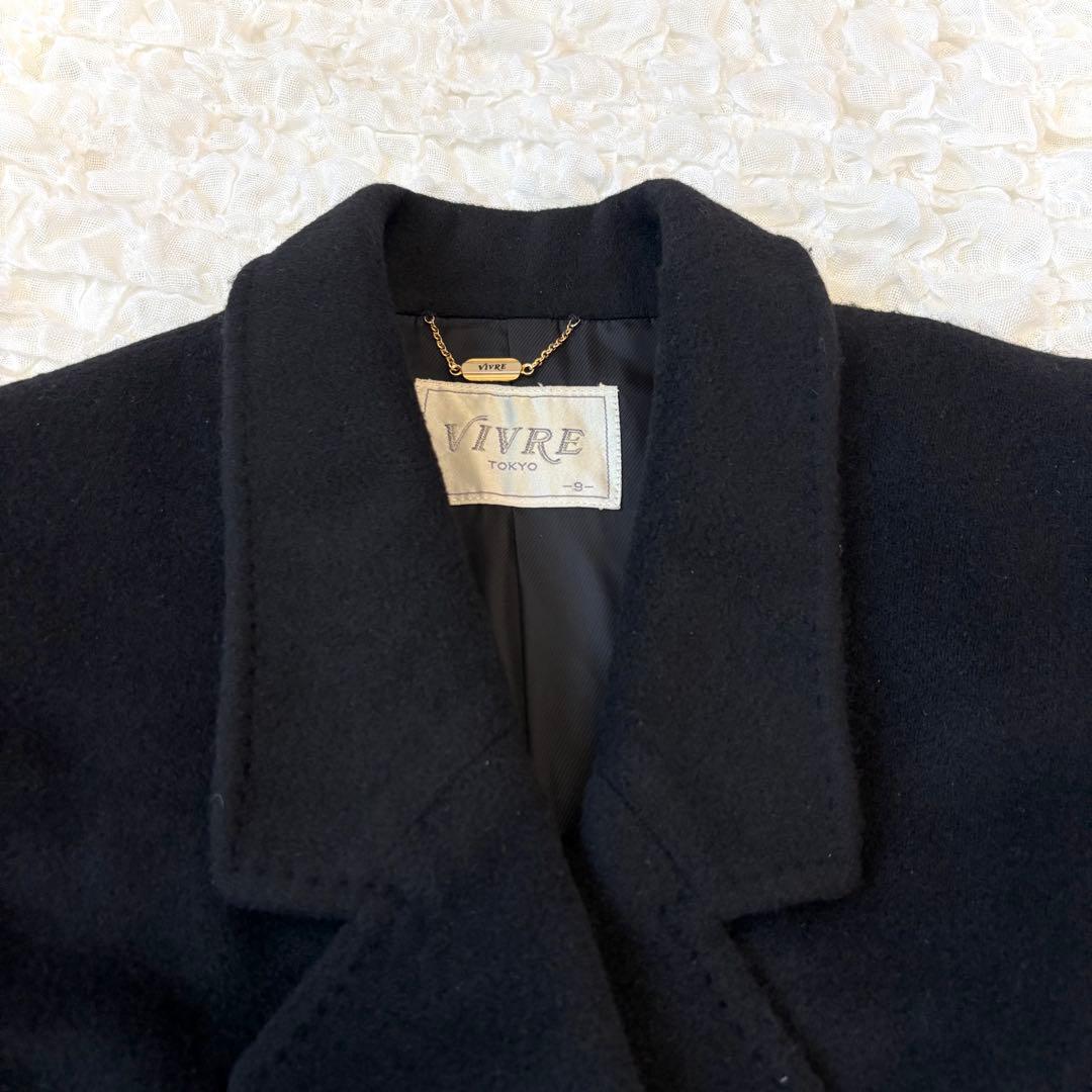 藤井毛織 カシミヤ100% チェスター コート カシミア ロング丈 ブラック 黒