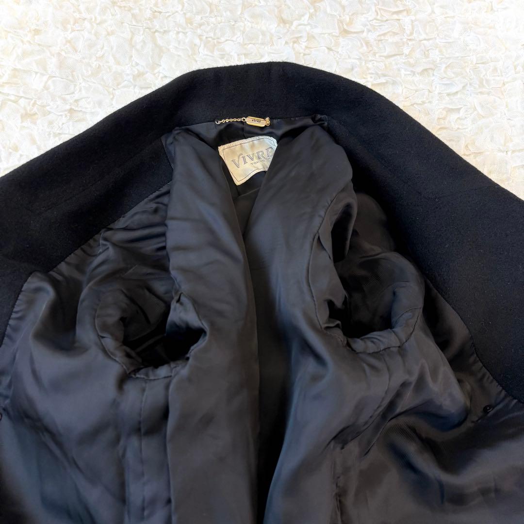 藤井毛織 カシミヤ100% チェスター コート カシミア ロング丈 ブラック 黒