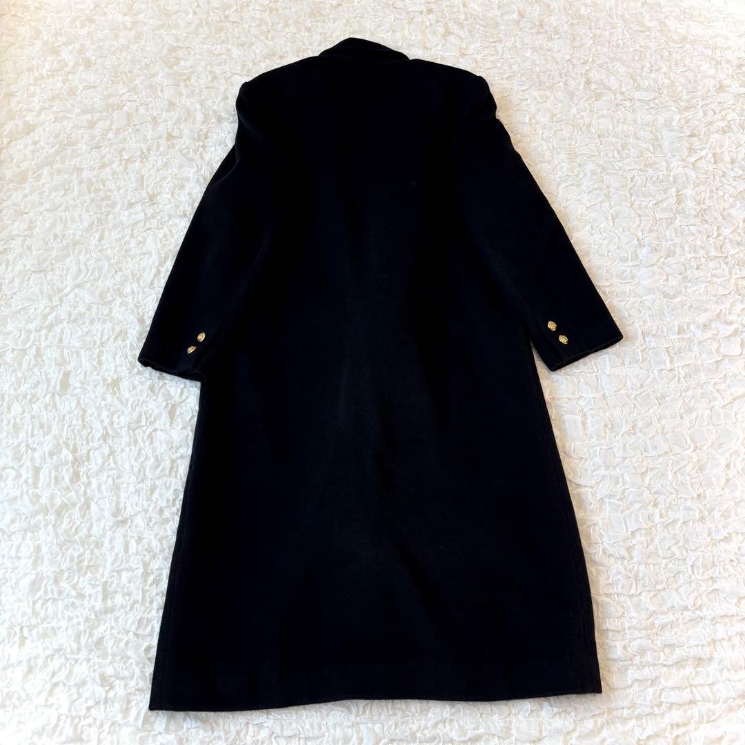 藤井毛織 カシミヤ100% チェスター コート カシミア ロング丈 ブラック 黒