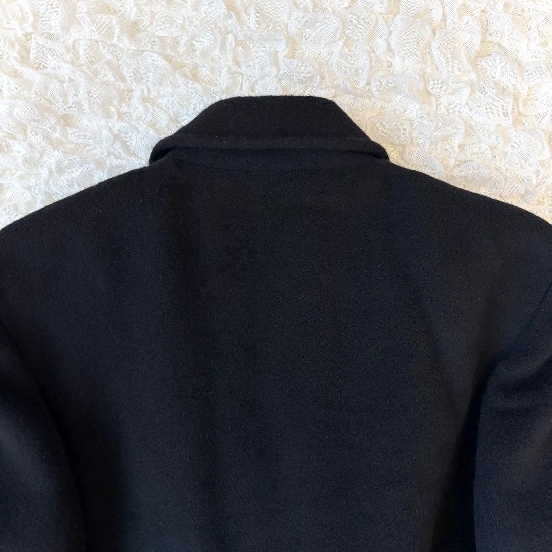 藤井毛織 カシミヤ100% チェスター コート カシミア ロング丈 ブラック 黒