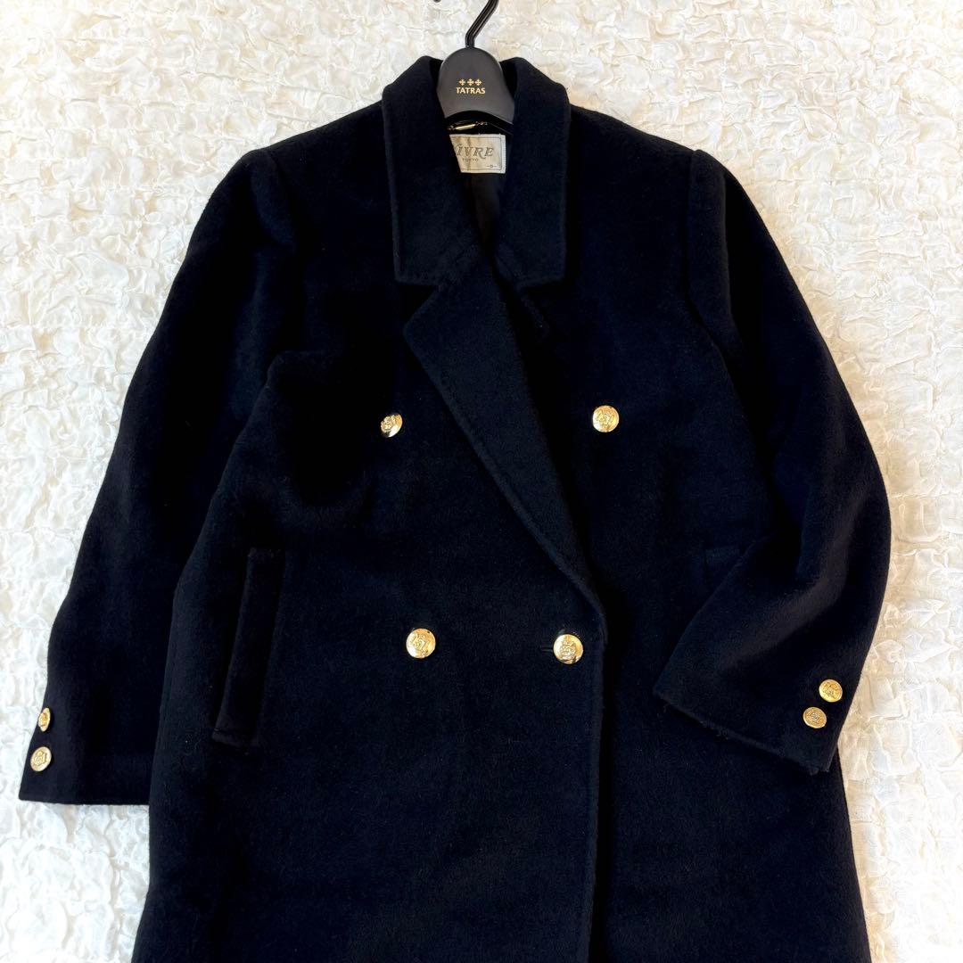 藤井毛織 カシミヤ100% チェスター コート カシミア ロング丈 ブラック 黒