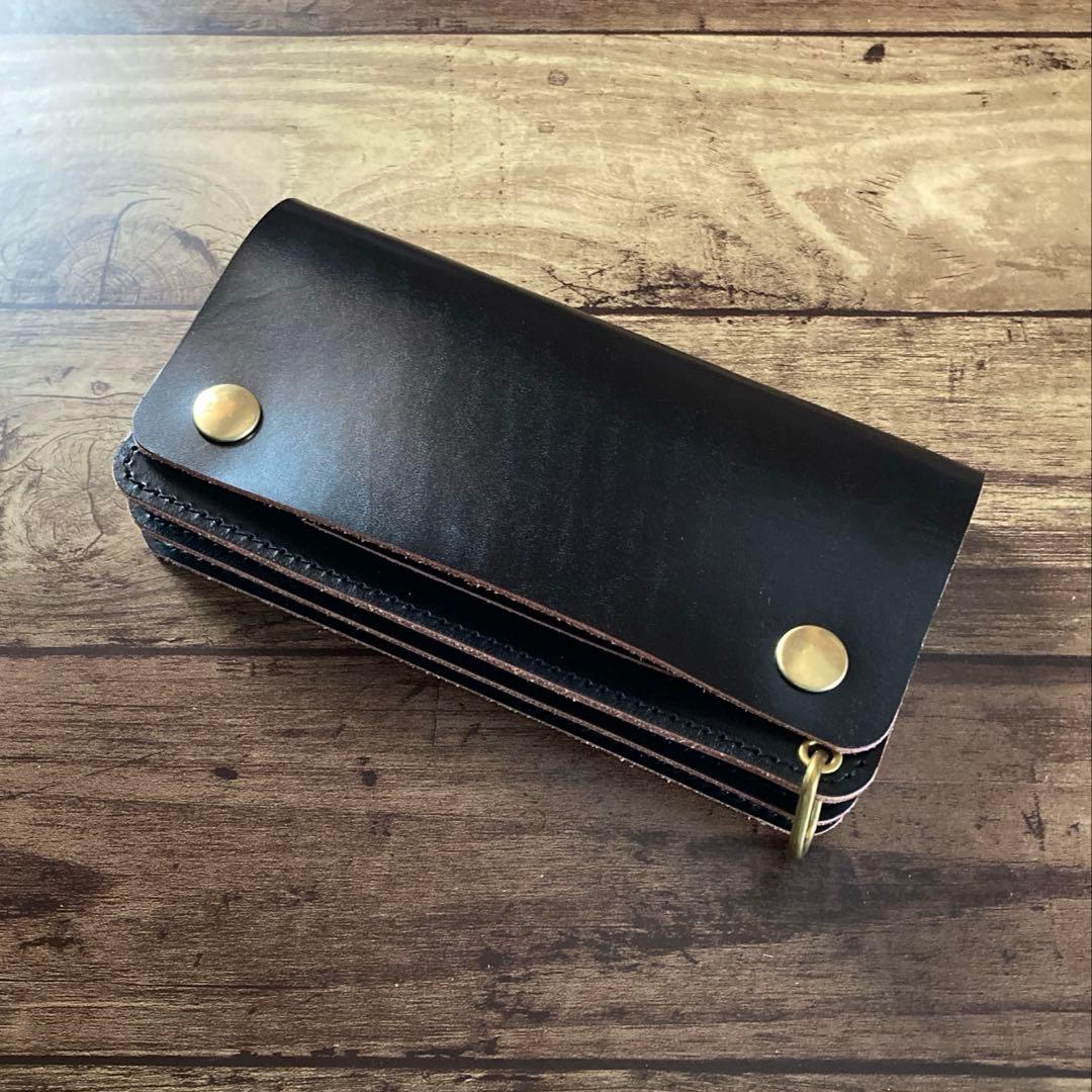 【れん】北米ステアハイド トラッカーウォレット180（ロング）3層