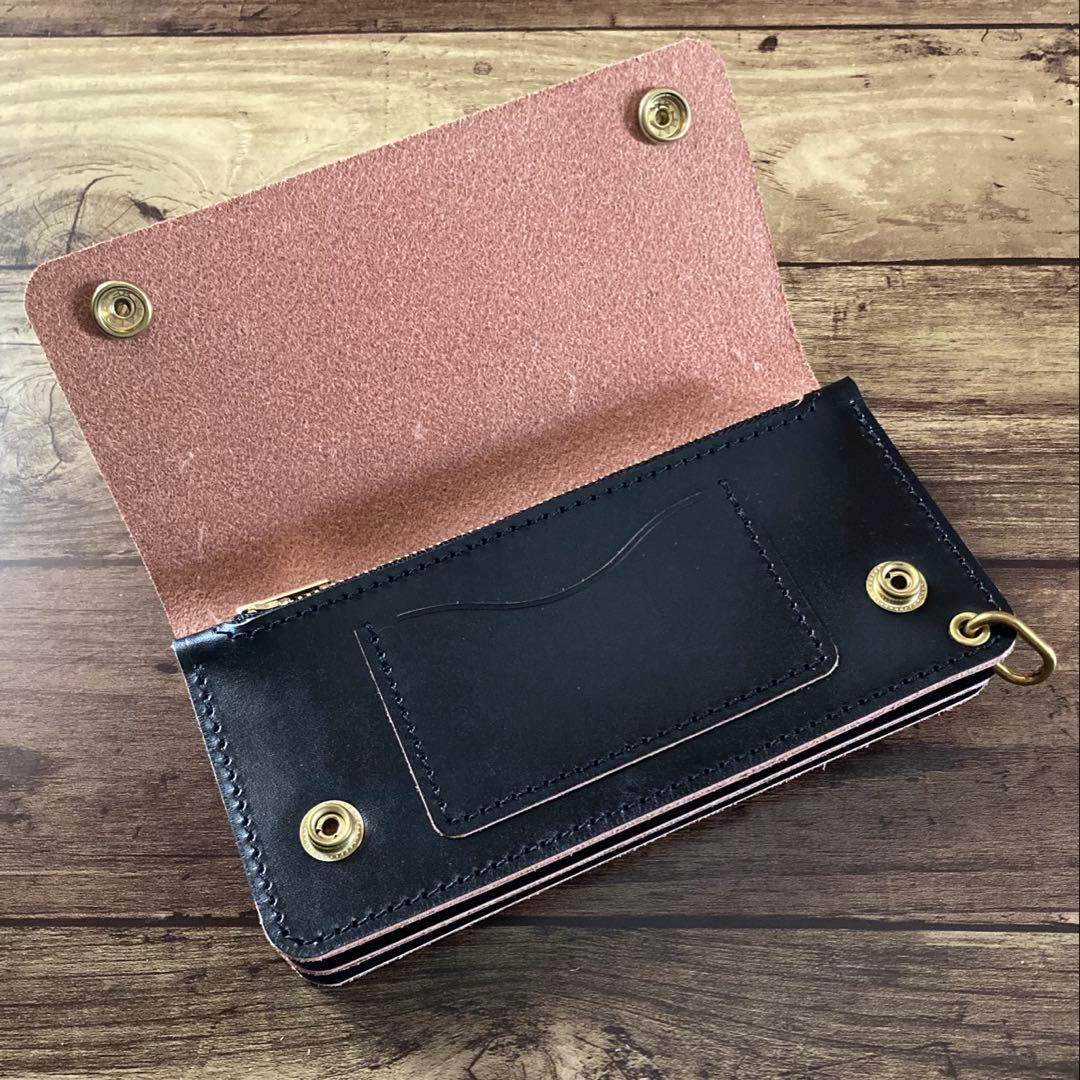 【れん】北米ステアハイド トラッカーウォレット180（ロング）3層