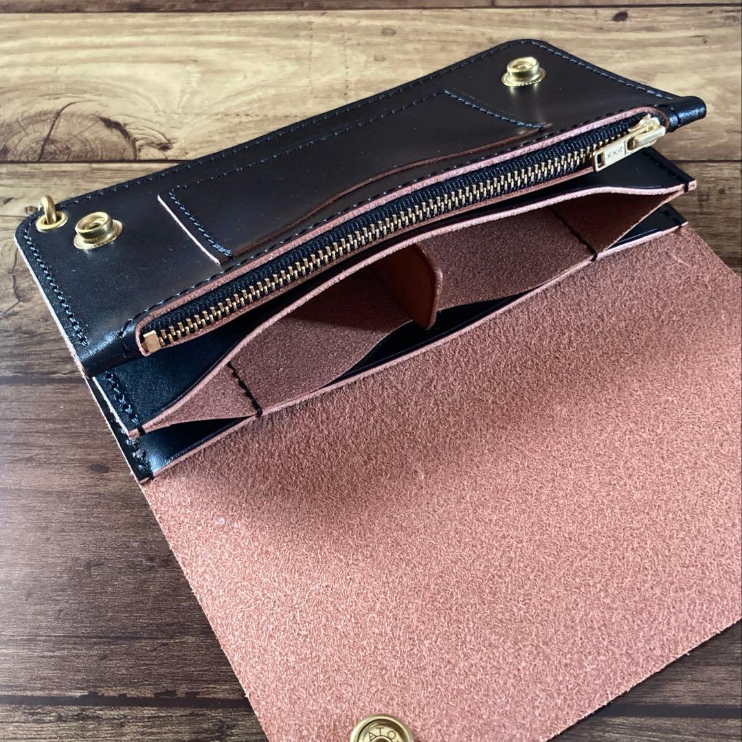 【れん】北米ステアハイド トラッカーウォレット180（ロング）3層