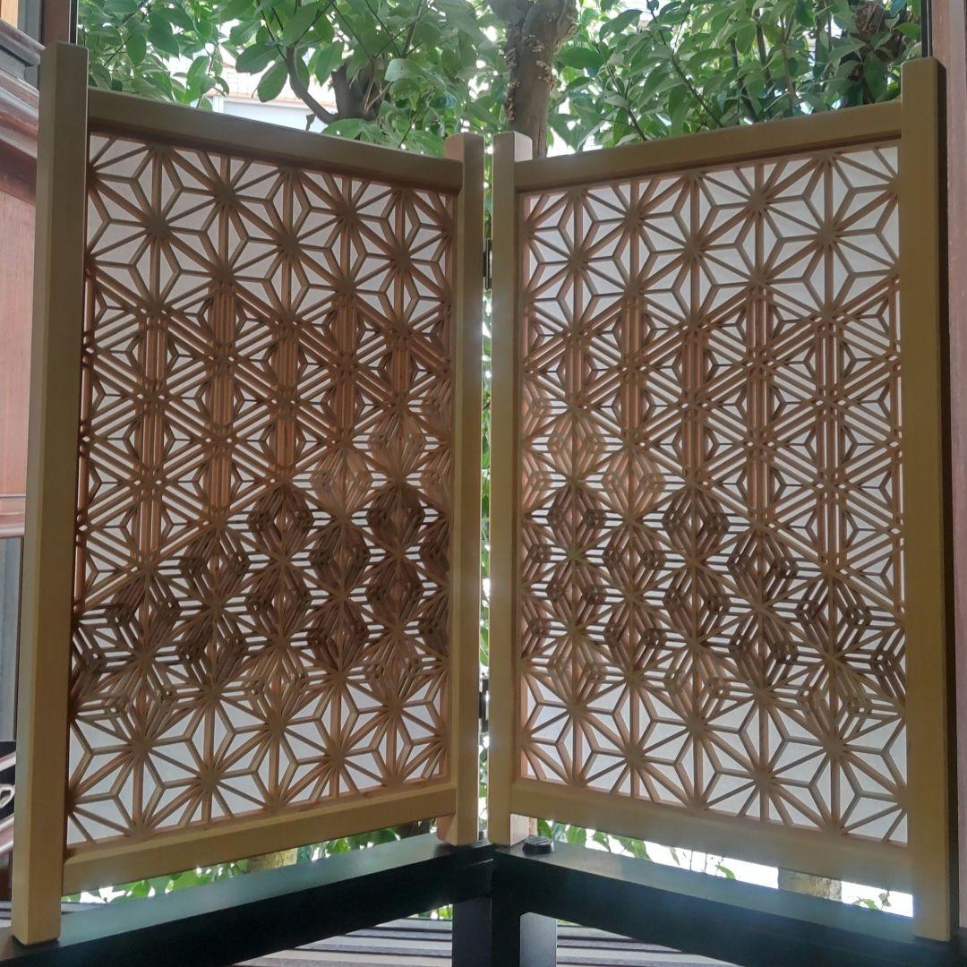 組子細工 組子 富士山 透かし模様 衝立 パーテーション 職人技