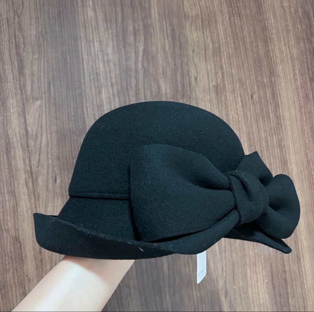 CA4LA リボン付き 黒 ウールハット フェルト 日本製