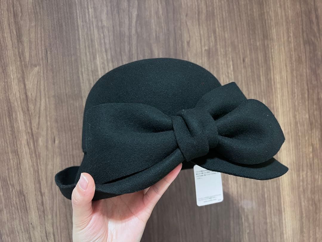 CA4LA リボン付き 黒 ウールハット フェルト 日本製