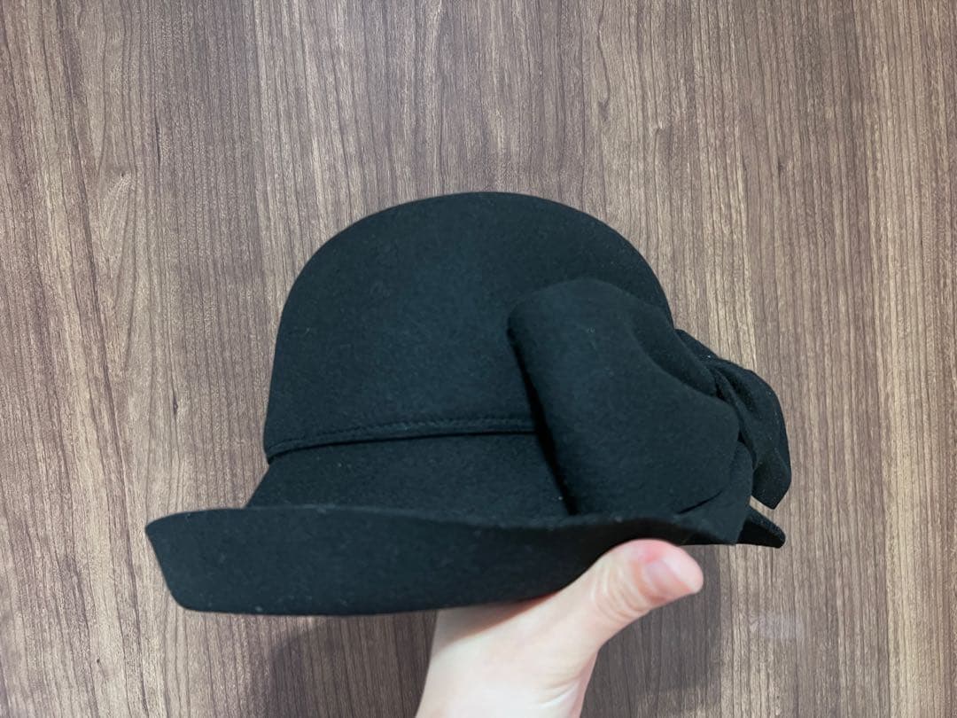 CA4LA リボン付き 黒 ウールハット フェルト 日本製