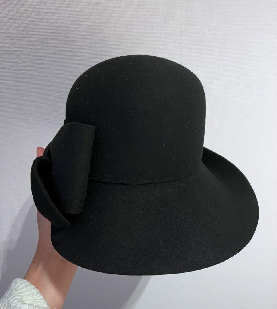 CA4LA リボン付き 黒 ウールハット フェルト 日本製