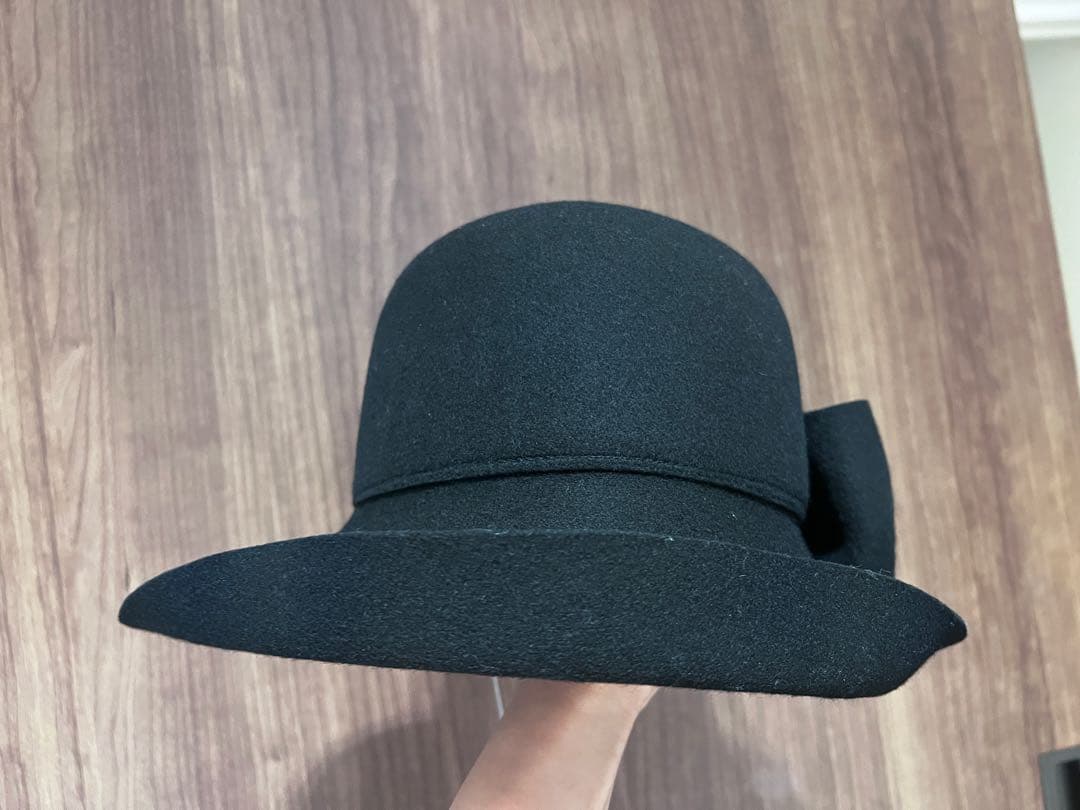 CA4LA リボン付き 黒 ウールハット フェルト 日本製