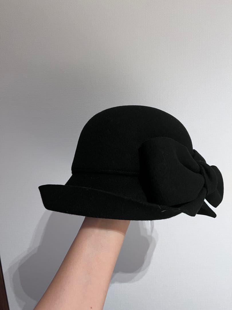 CA4LA リボン付き 黒 ウールハット フェルト 日本製