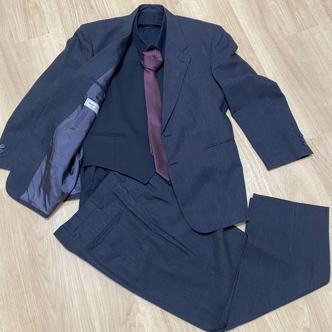 [メンズスーツ5点セット]ダークグレー　卒業式　入学式　パーティー　成人式