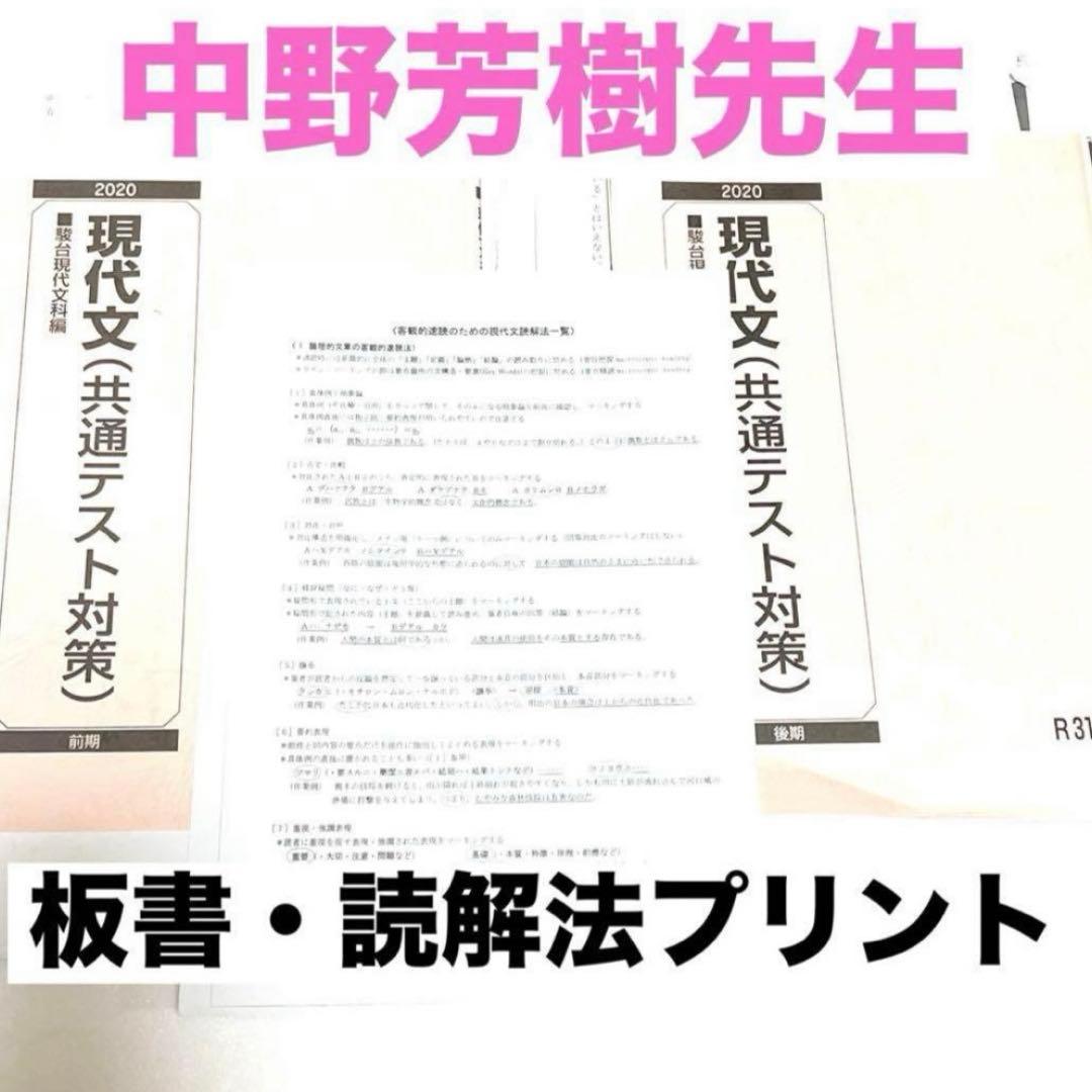 駿台　テキスト　中野芳樹　現代文　共通テスト対策　医学部　代ゼミ　駿台　鉄緑会