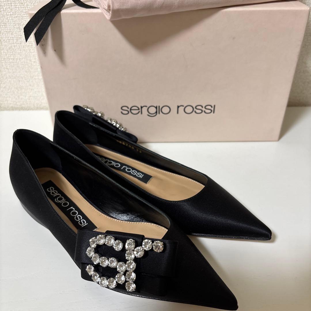 sergio rossi セルジオロッシ　ビジュー パンプス sr サテン