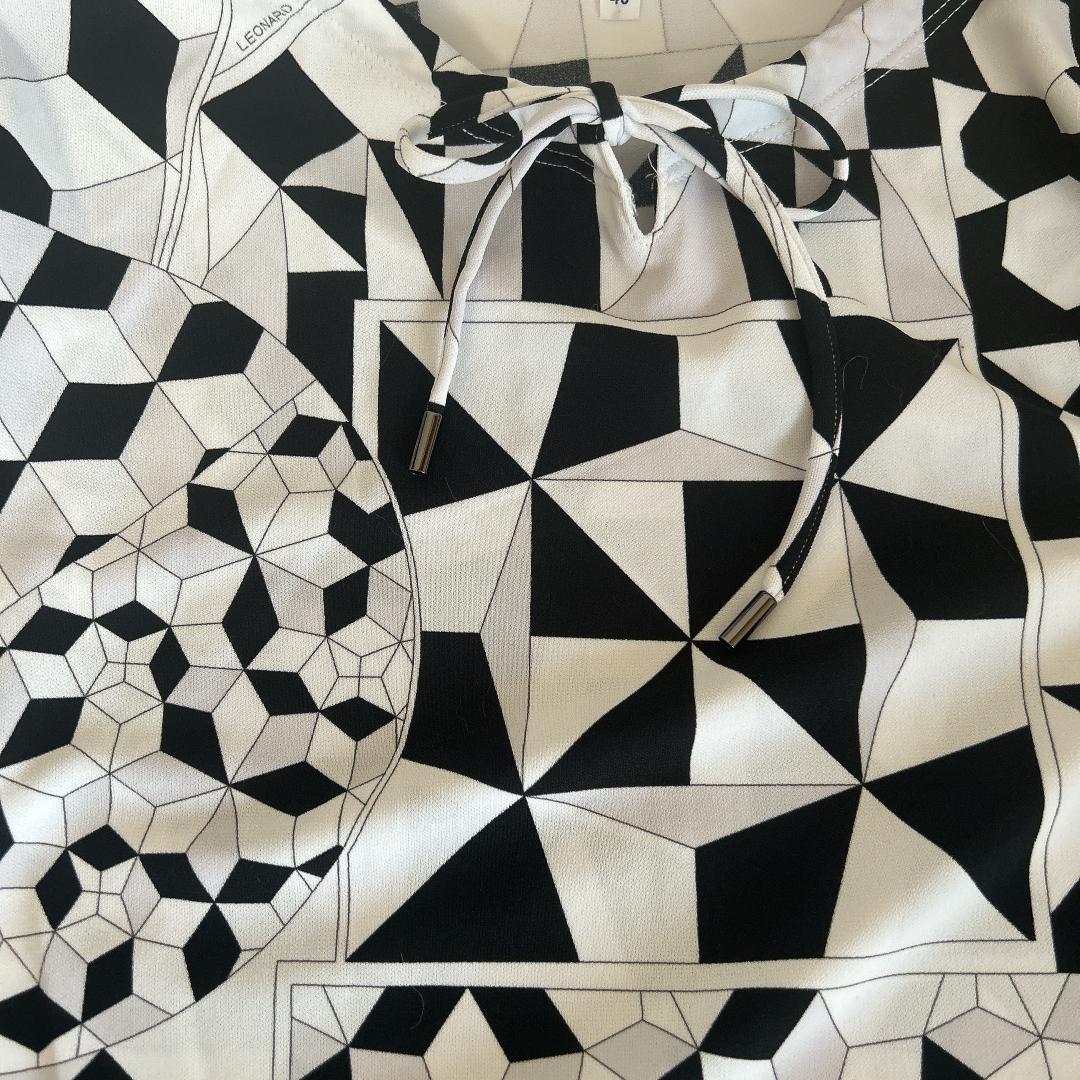 ⭐︎LEONARD⭐︎ 幾何学模様 五分袖チュニック 40（L）
