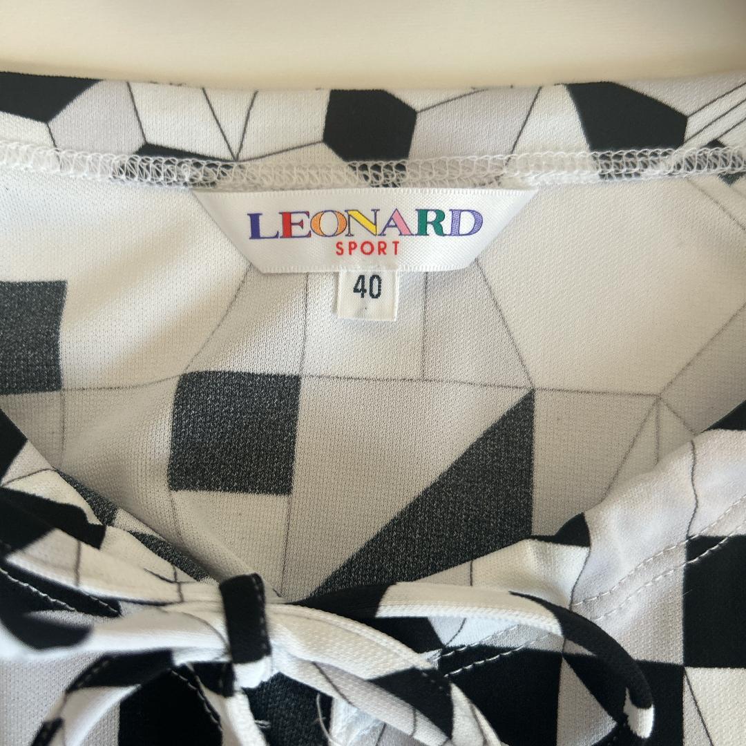 ⭐︎LEONARD⭐︎ 幾何学模様 五分袖チュニック 40（L）