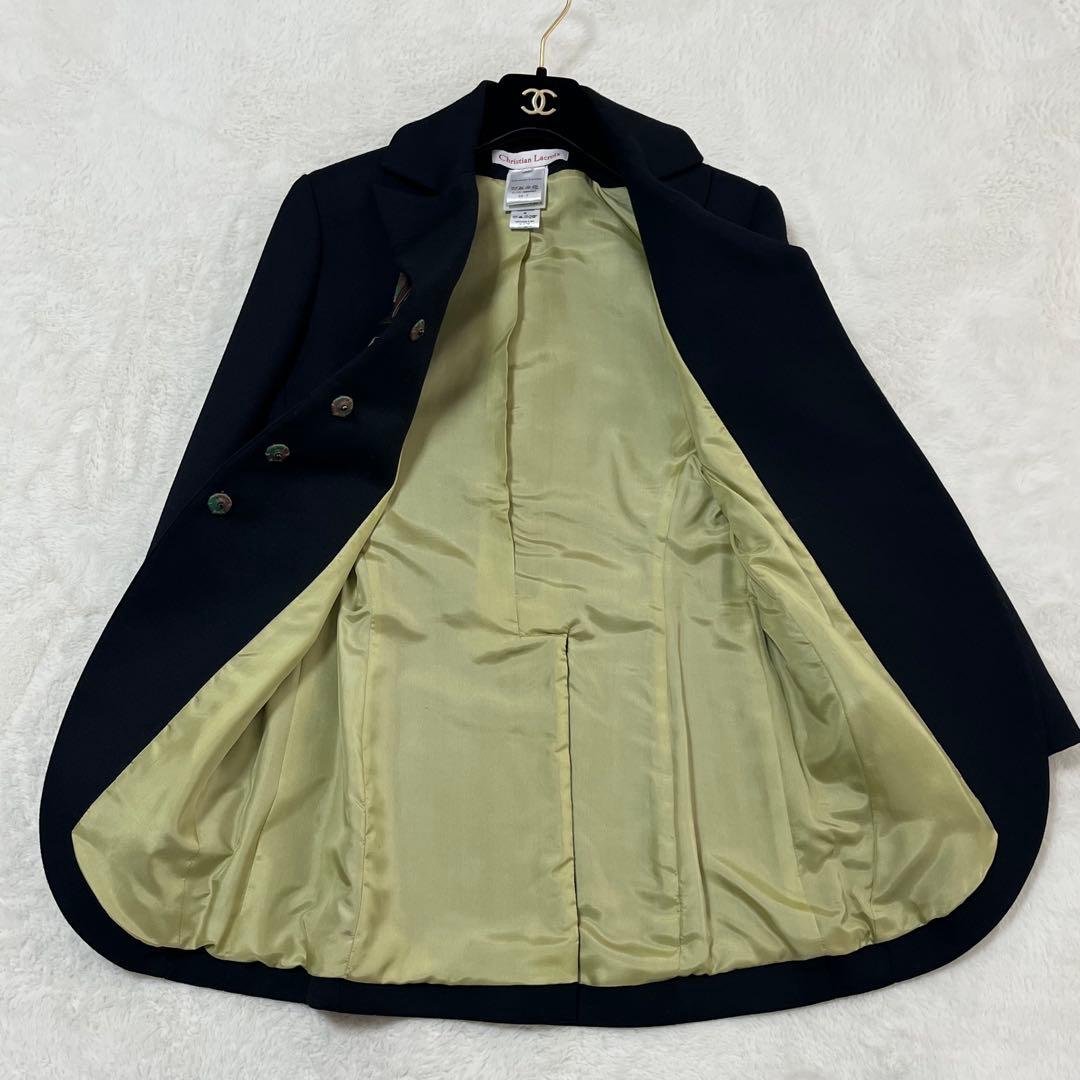 フランス製 クリスチャンラクロワ テーラードジャケット ウール 裏地シルク 黒