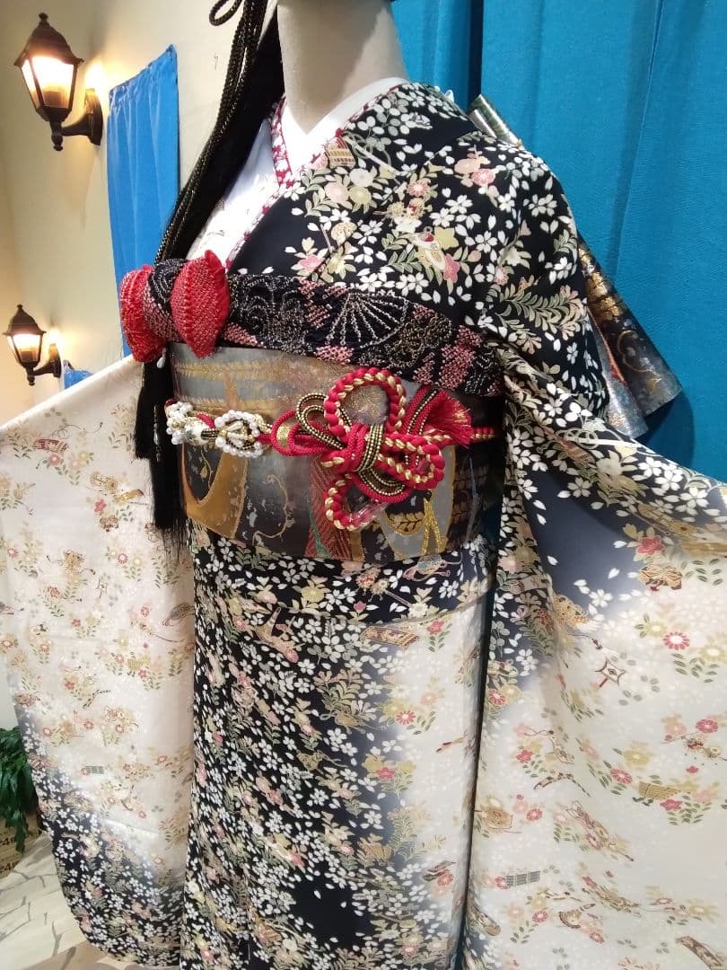 振袖フルセット、正絹振袖、友禅染、成人式、重ね衿、帯揚げ帯締め、西陣袋帯、長襦袢