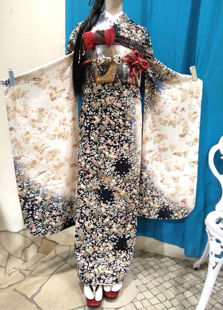 振袖フルセット、正絹振袖、友禅染、成人式、重ね衿、帯揚げ帯締め、西陣袋帯、長襦袢