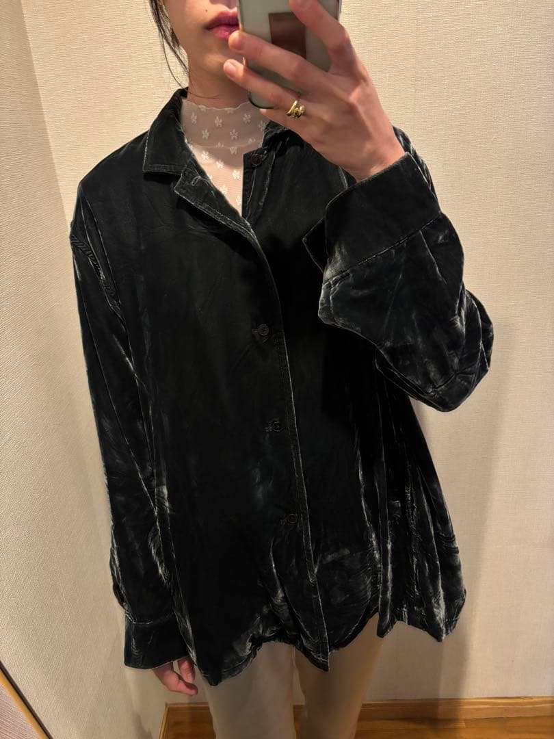 seya セヤ　ベルベット　ベロア　2way ジャケット　ブラウス　深緑