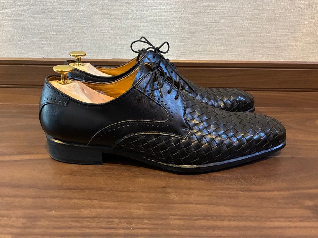 Madras マドラス 編み込みレザー ドレスシューズ