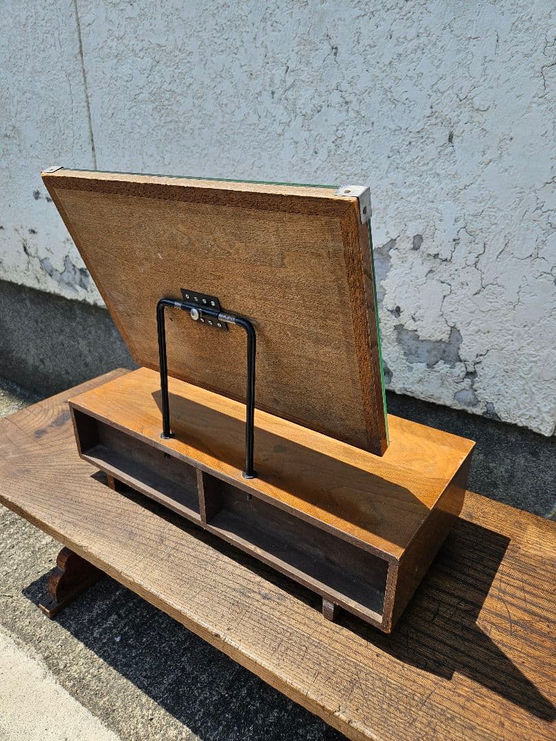 日本のヴィンテージ 抽斗付きのドレッサー 小型 鏡台 小物入れ スタンドミラー