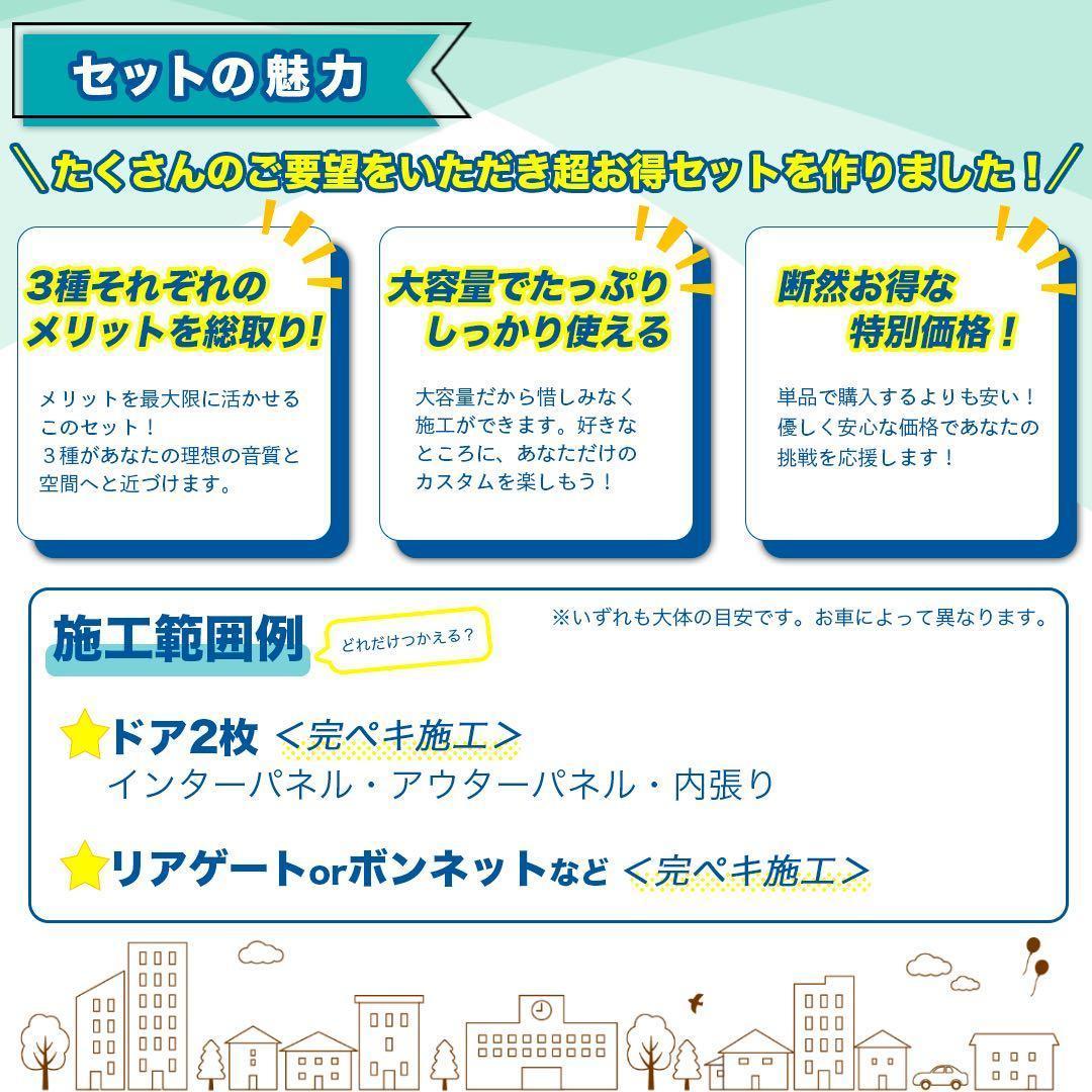 デッドニングシート 制振シート 吸音材　3種の音質大革命セット2 ローラー