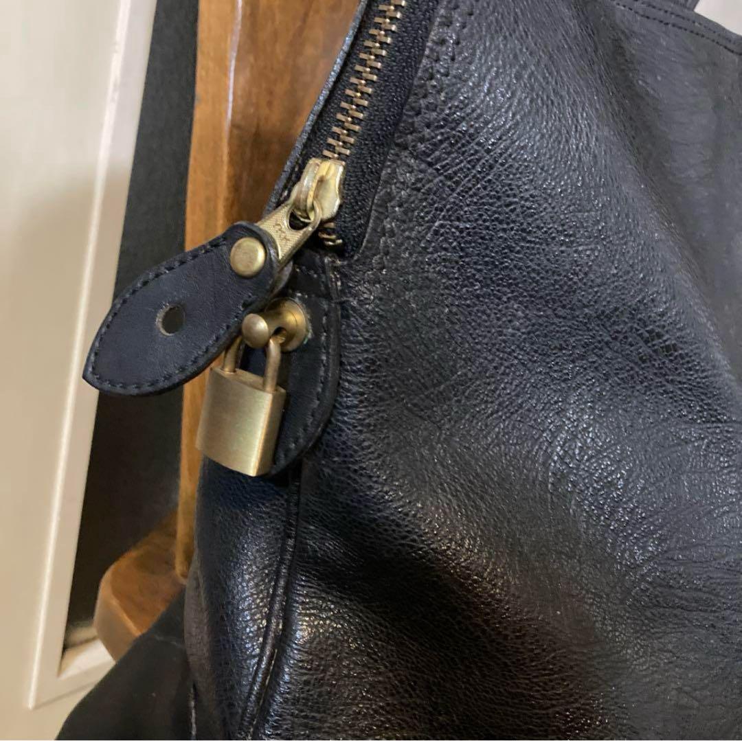 80s COMME des GARCONS ヴィンテージボストンバッグ★レザー黒