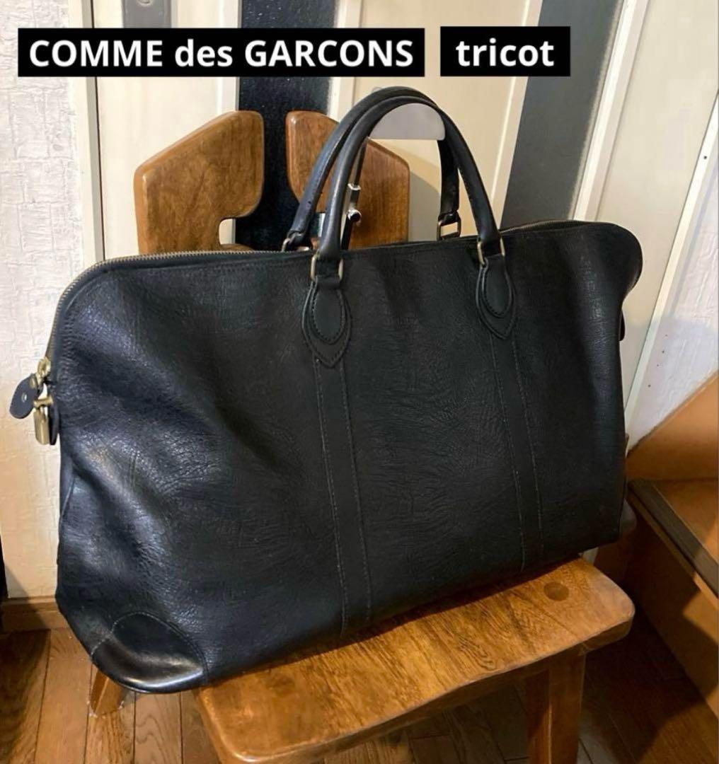 80s COMME des GARCONS ヴィンテージボストンバッグ★レザー黒