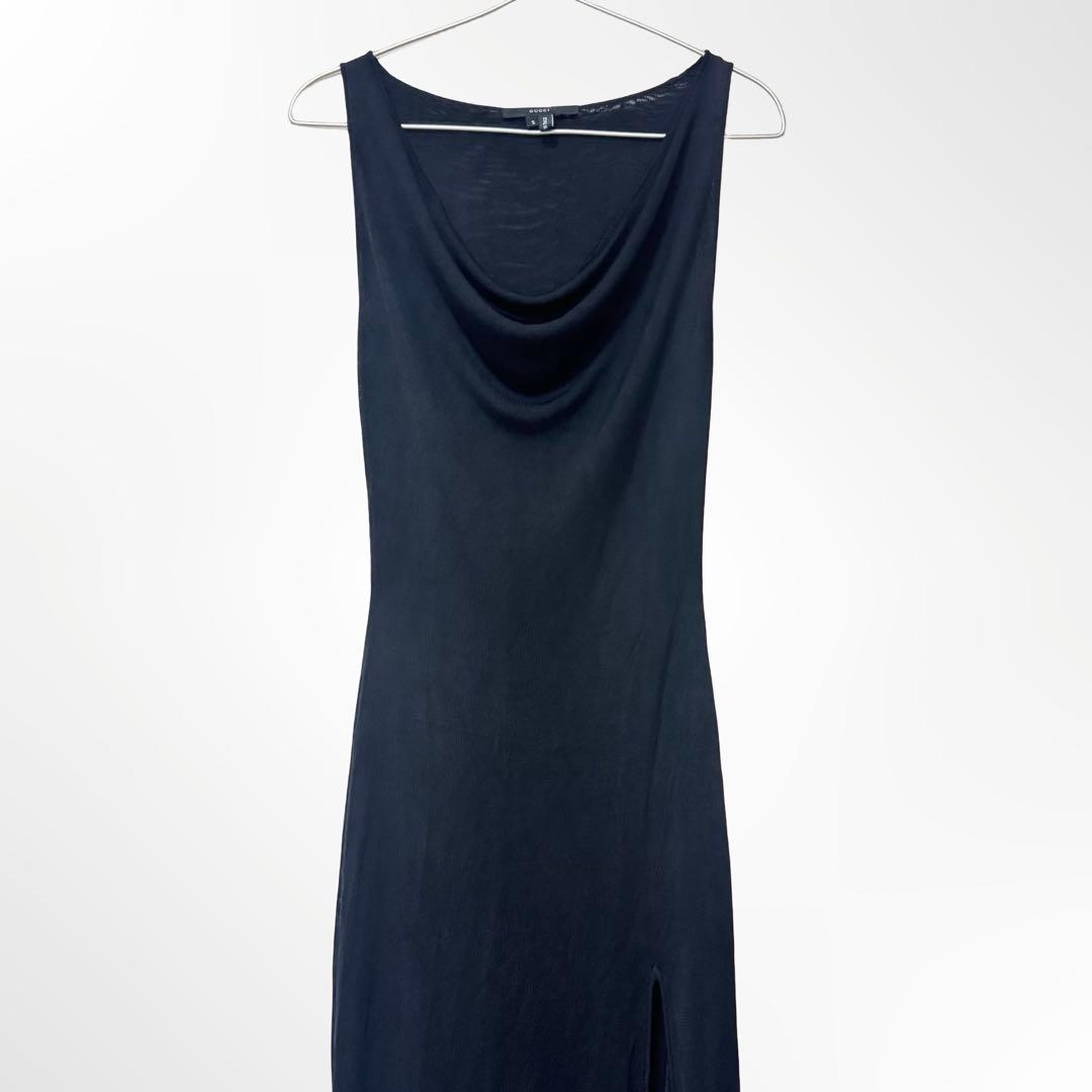 GUCCI グッチ ノースリーブ ドレープワンピース ブラック S レディース