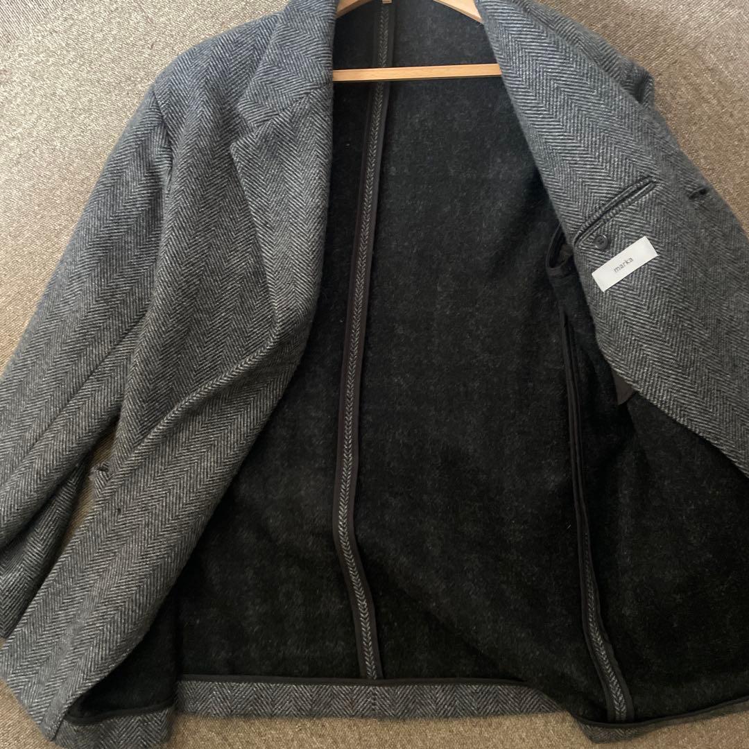 marka ヘリンボーン柄　ツイードウールコート