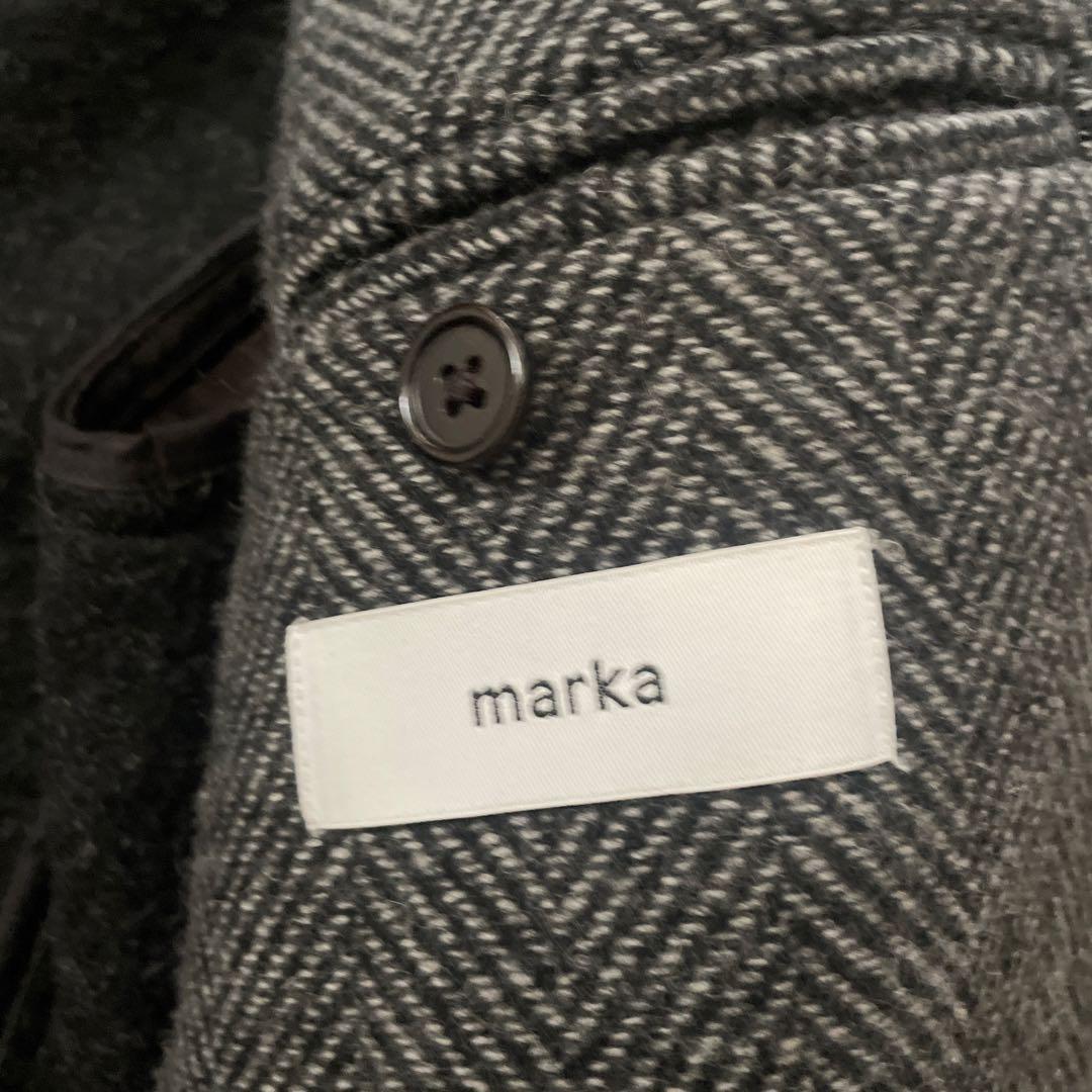 marka ヘリンボーン柄　ツイードウールコート
