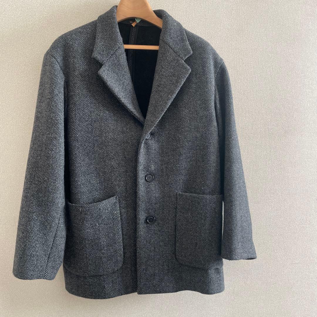 marka ヘリンボーン柄　ツイードウールコート