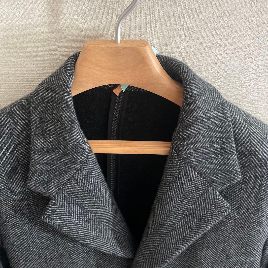 marka ヘリンボーン柄　ツイードウールコート