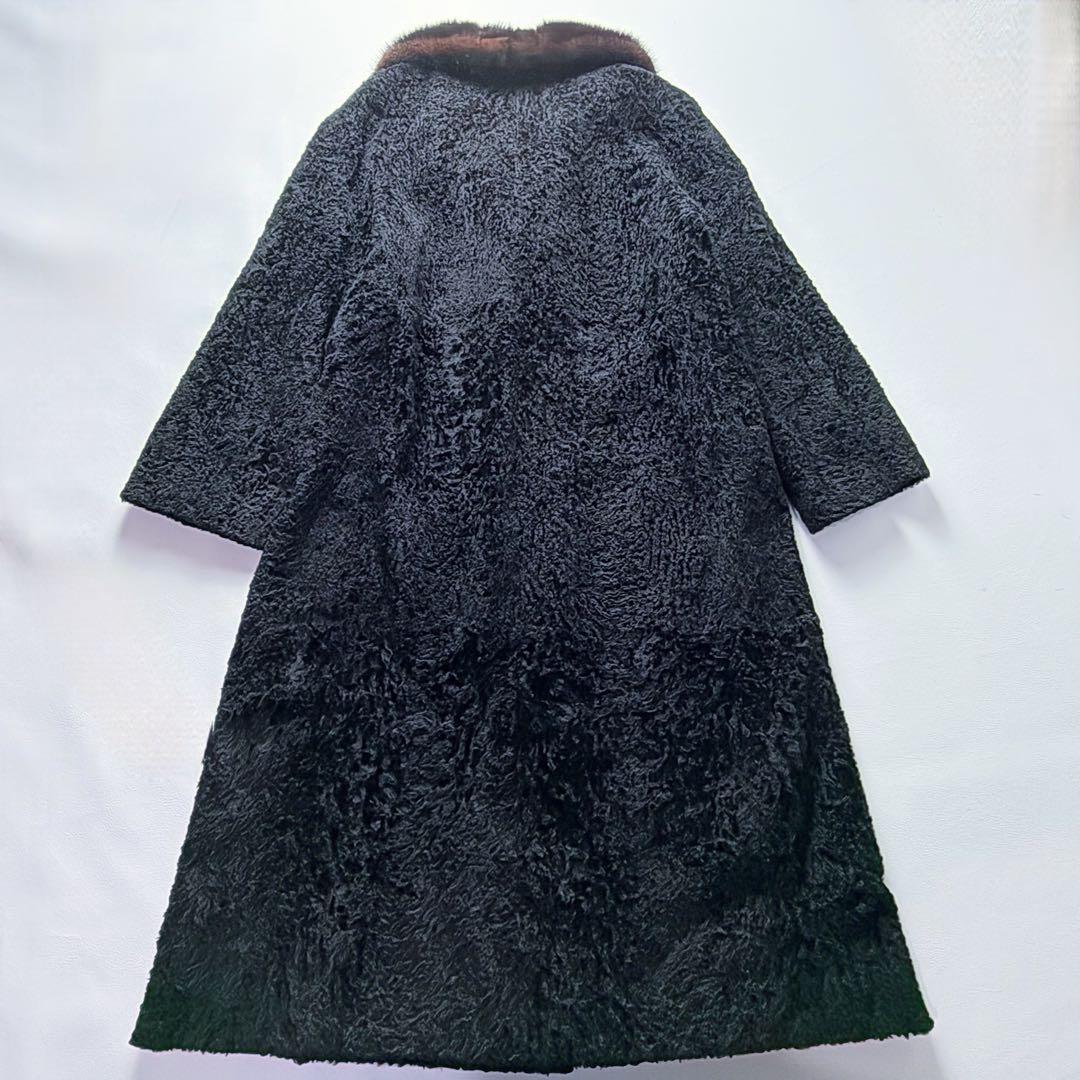 岐阜毛被チベットラム×ミンクファー マキシ丈ロングコート シルク混 身幅2Way