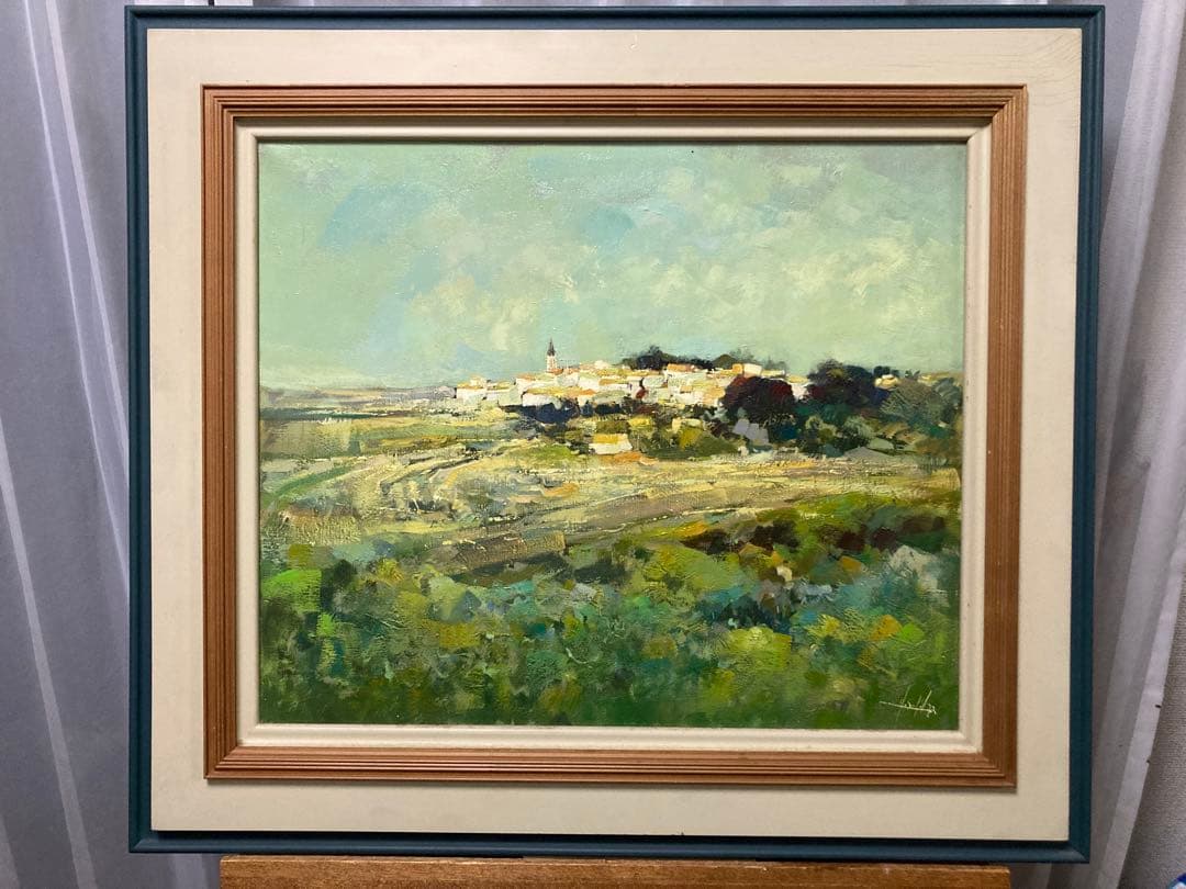 油彩 【ジャック・ソコル（J・Sokol）】仏人画家「Vendéeの村」F10号