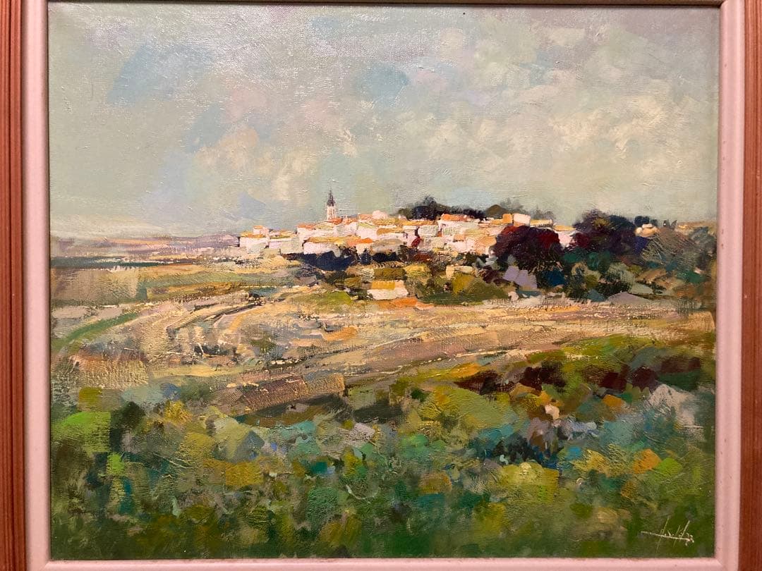 油彩 【ジャック・ソコル（J・Sokol）】仏人画家「Vendéeの村」F10号