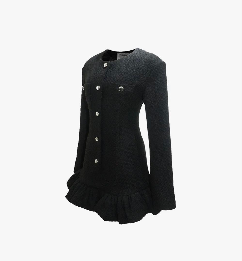 THEREDTHREAD Sツイードバルーンドレス　ブラック