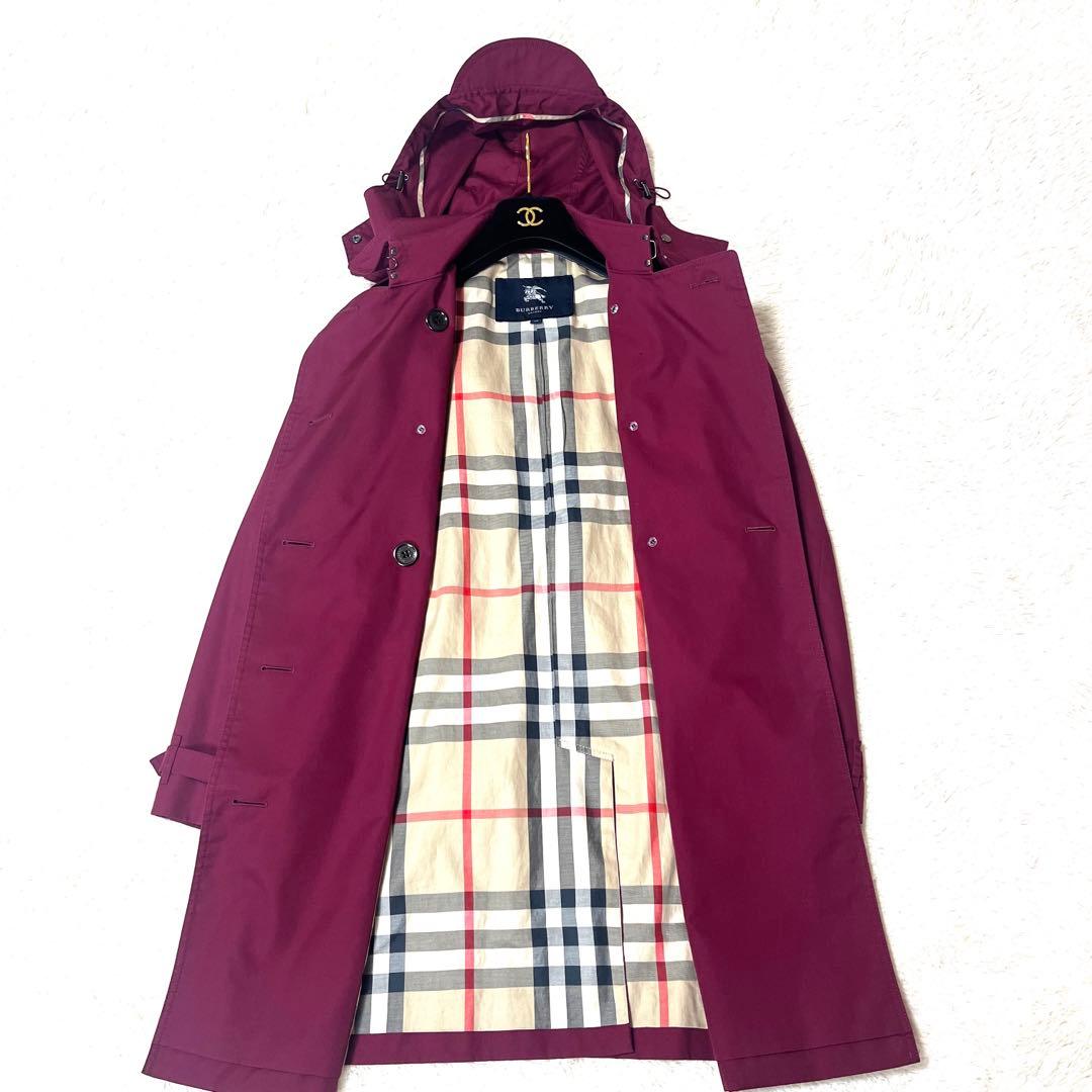 極美品☆バーバリーロンドントレンチコートメガチェックボルドー