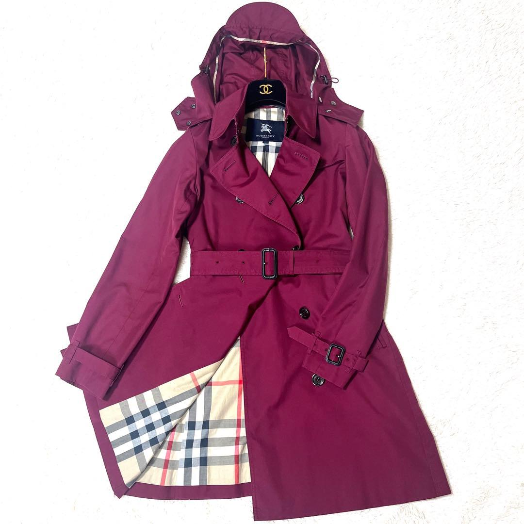 極美品☆バーバリーロンドントレンチコートメガチェックボルドー