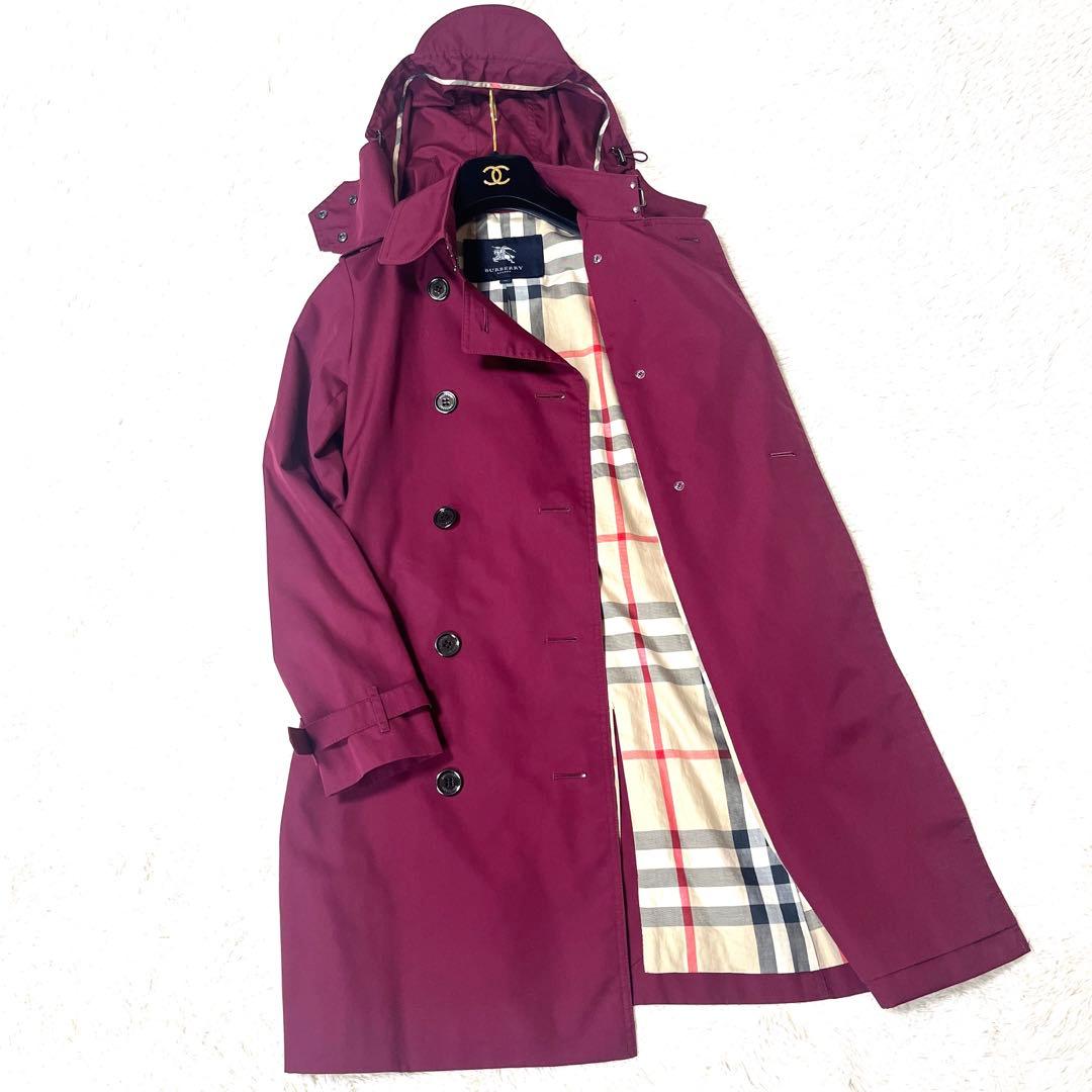 極美品☆バーバリーロンドントレンチコートメガチェックボルドー