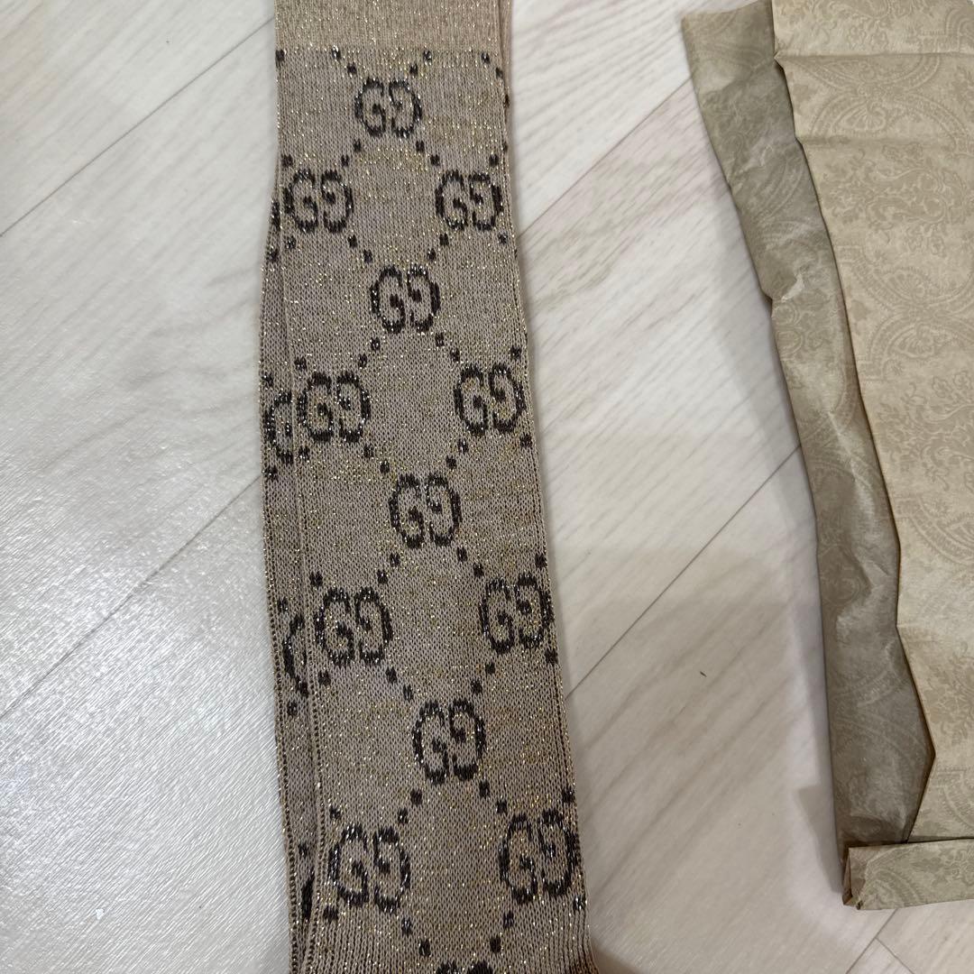 GUCCI 靴下　ソックス　M 総柄GG ロゴ　ラメ