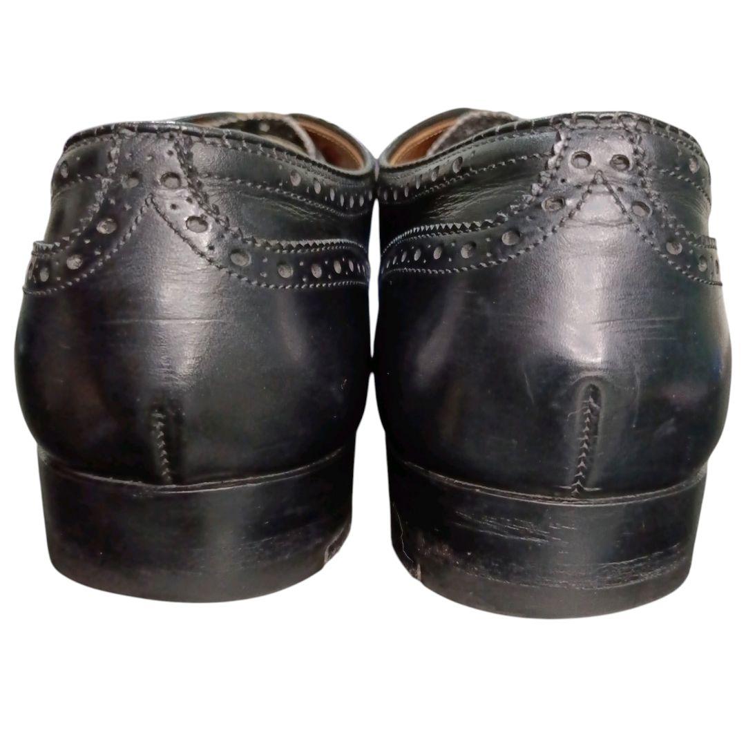 Alden ブラックカーフ セミブローグ パンチドキャップトゥ ビジネスシューズ