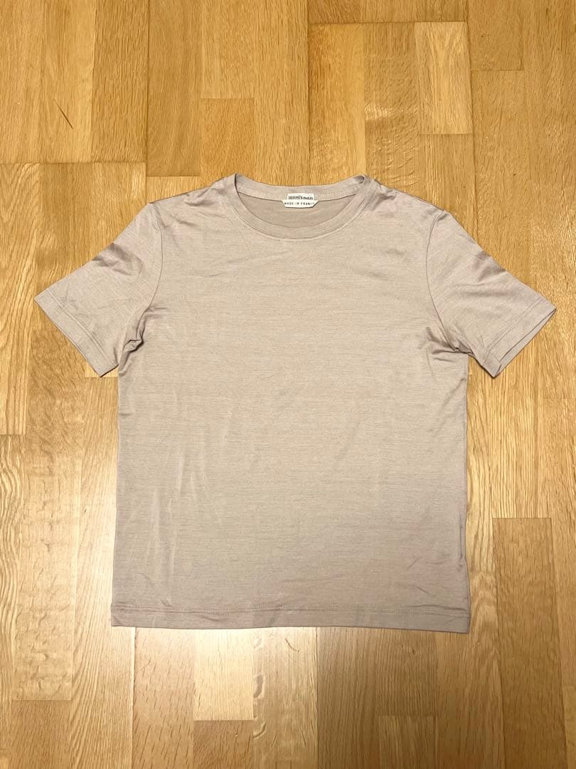 Hermes マルジェラ期 36 シルク混Tシャツ グレージュ