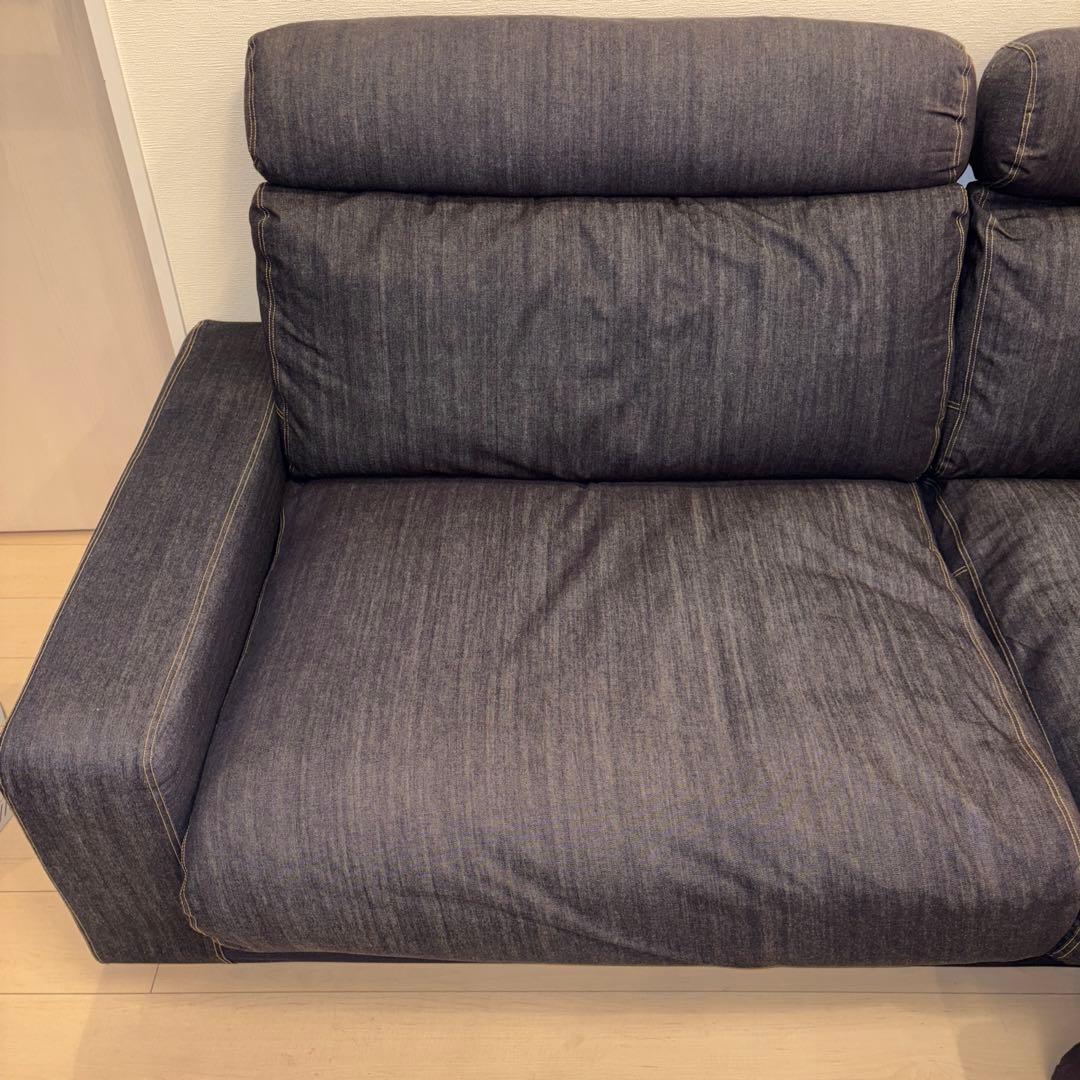 最終日／無印良品ソファ3シーターオットマンヘッドレスト付
