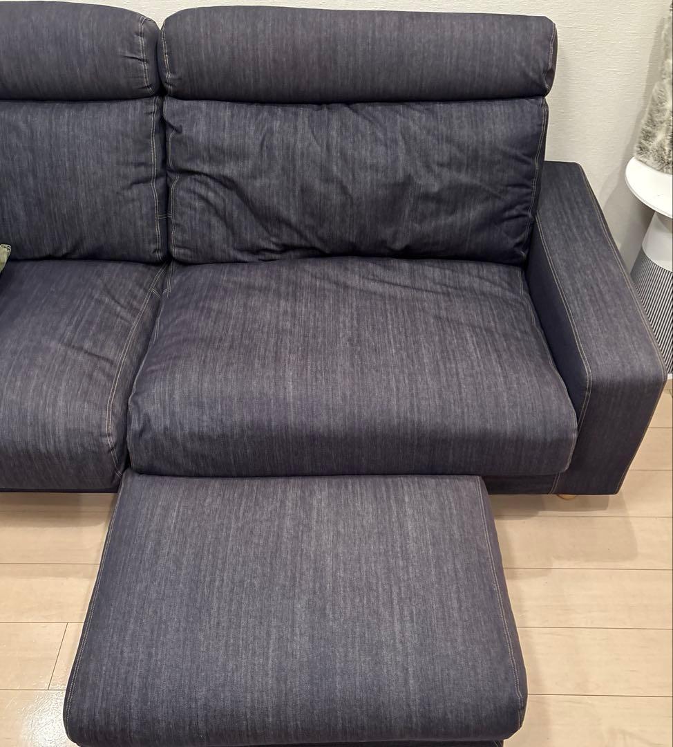 最終日／無印良品ソファ3シーターオットマンヘッドレスト付